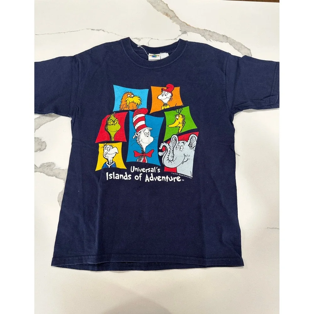 Kids Universal Islands of Adventure Dr Seuss Cat in the Hat Grinch T-Shirt